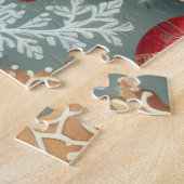 水の色ヴィンテージクリスマスモチーフの休日 ジグソーパズル (側面)