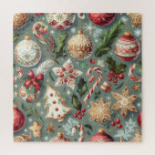 水の色ヴィンテージクリスマスモチーフの休日 ジグソーパズル (縦)