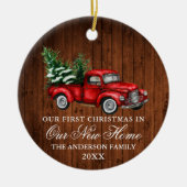 水の色ヴィンテージトラックウッド私たちの新しいホーム セラミックオーナメント (正面)