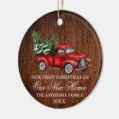 水の色ヴィンテージトラックウッド私たちの新しいホーム セラミックオーナメント (左)