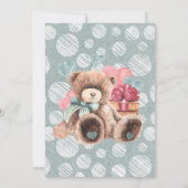 水の色ヴィンテージトラックテディベア赤ちゃんシャワー 招待状 (裏面)