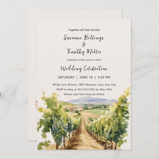水の色ヴィンヤードとRSVP結婚式招待状 招待状 (正面/裏面)