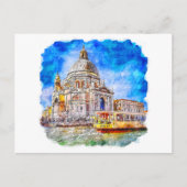 水の色ヴェネツィアイタリアカラフルスケッチ ポストカード (正面)