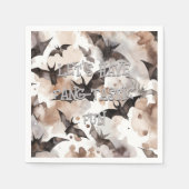 水の色不気味こうもりハロウィンファンタスティック スタンダードカクテルナプキン (正面)