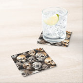 水の色不気味スカルハロウィーンモノグラム スクエアペーパーコースター (インサイチュ)