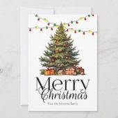 水の色伝統的クリスマスツリーの非写真 シーズンカード (正面)