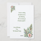 水の色伝統的冬のクリスマスツリーシーン シーズンカード (裏面)