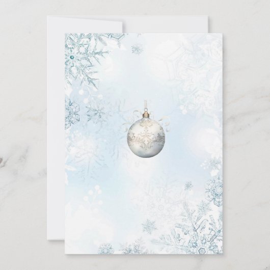 水の色伝統的冬メリークリスマスインヴィ 招待状 (裏面)