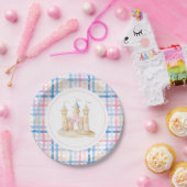 水の色名門私立校風のビーチサンドキャッスルパーティー ペーパープレート (パーティー)