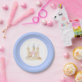 水の色名門私立校風のビーチサンドキャッスルパーティー ペーパープレート (パーティー)