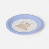 水の色名門私立校風のビーチサンドキャッスルパーティー ペーパープレート (アングル)