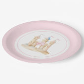 水の色名門私立校風のビーチサンドキャッスルパーティー ペーパープレート (アングル)