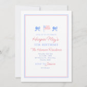 水の色名門私立校風の愛国的な7月の4th編集可能 招待状 (正面)