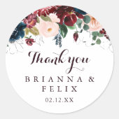 水の色図解入りの、写真付きのありがとう結婚式の引き出物 ラウンドシール (正面)