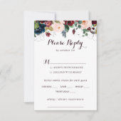 水の色図解入りの、写真付きののメ結婚ニュー選択RSVP 出欠カード (正面)