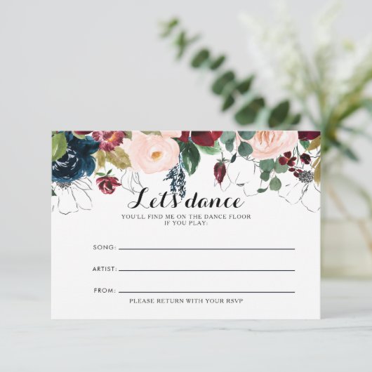 水の色図解入りの、写真付きのの結婚ソングリクエストカード 出欠カード (スタンド正面)