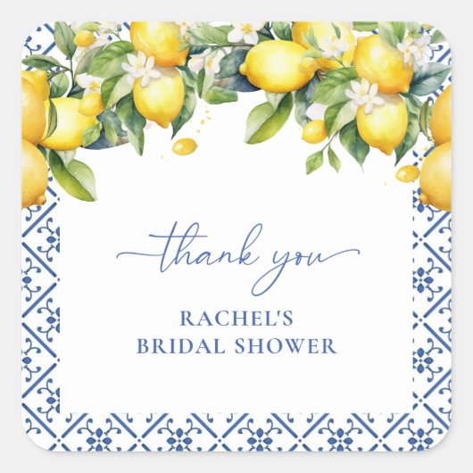 水の色地中海のおイタリアン願い スクエアシール (正面)