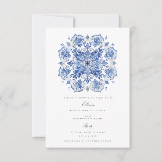 水の色地中海のブライダルシャワー招待 招待状 (正面)
