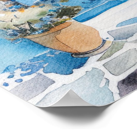 水の色地中海の海岸旅行ウォールアート ポスター (角)