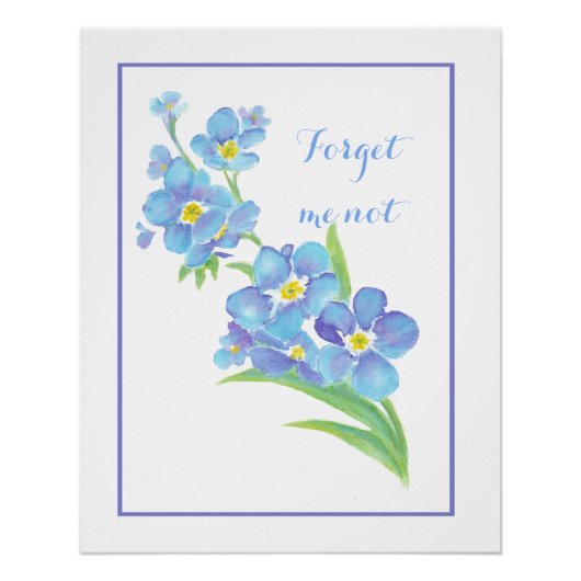 水の色忘れ-me-not flowerかわいらし blueフローラ ポスター (正面)