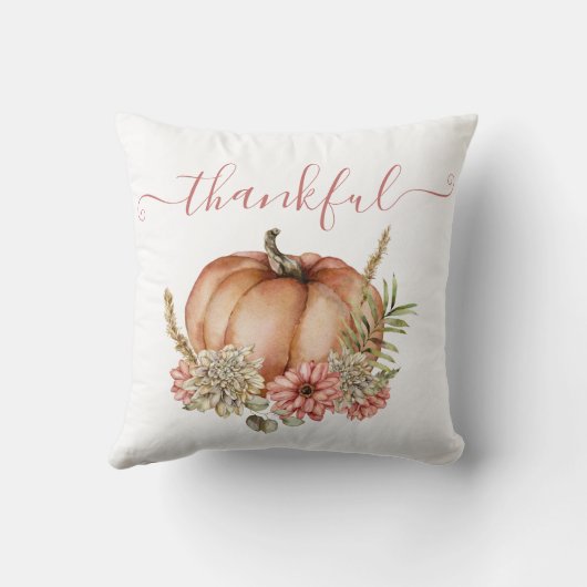 水の色感謝の秋の秋カボチャフローラThr クッション (裏面)