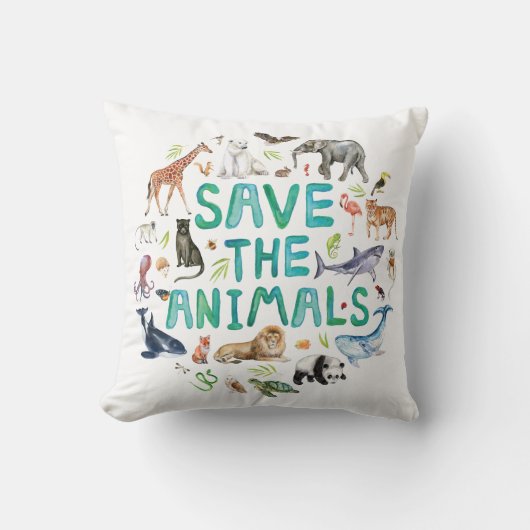 水の色救動物 クッション (正面)