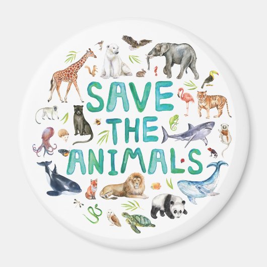 水の色救動物 マグネット (正面)