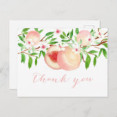 水の色桃の赤ちゃんシャワーありがとう ポストカード (正面/裏面)