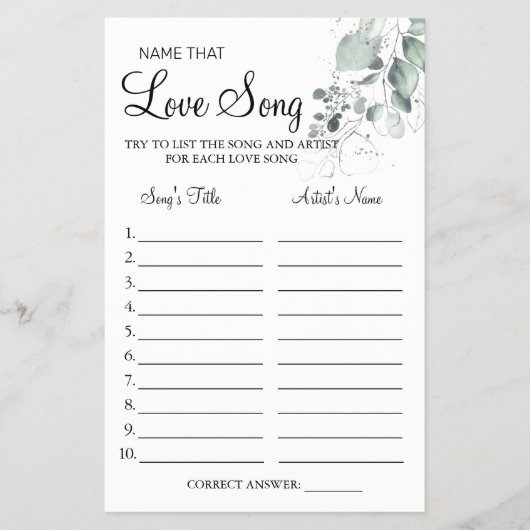 水の色歌のシャワーゲームカードを愛する名前 チラシ (正面)