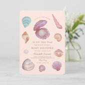 水の色海リトルパールシーシェルベビーシャワー 招待状 (スタンド正面)