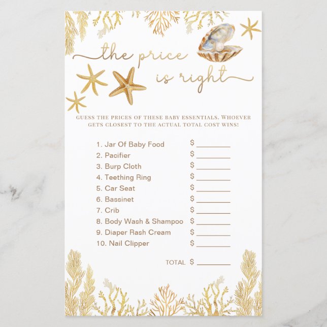 水の色海リトルパール赤ちゃんシャワーゲーム彼女 (正面)