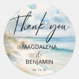 水の色海沿岸オンビーチありがとう ラウンドシール