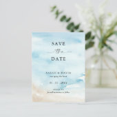 水の色海海の夏ビーチ日付を保存 案内ポストカード (スタンド正面)