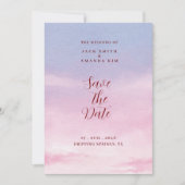 水の色素晴らし日没の結婚式日付を保存 招待状 (正面)