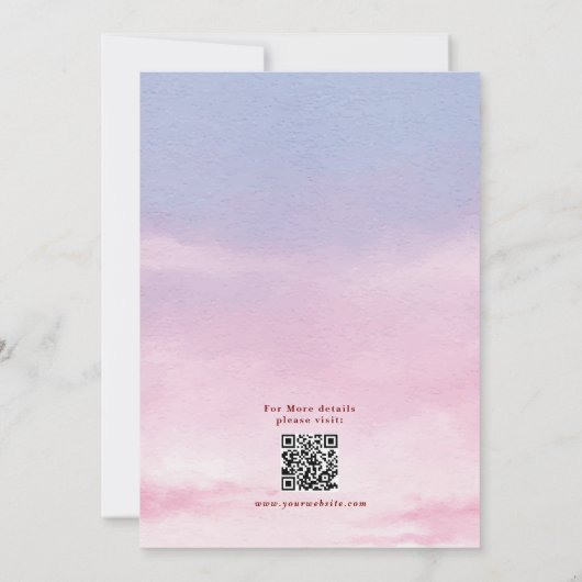 水の色素晴らし日没の結婚式日付を保存 招待状 (裏面)