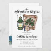 水の色素朴の冒険が赤ちゃんシャワーを始める 招待状 (正面/裏面)