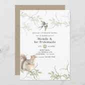 水の色素朴の森のブリデスメイド昼食会 招待状 (正面/裏面)