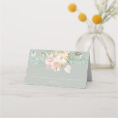 水の色素朴の花模様のセージ緑エスコート プレイスカード (正面)