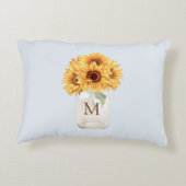 水の色素朴ひまわり花束のメイスンジャー アクセントクッション (裏面)