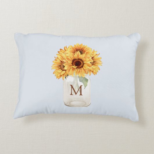 水の色素朴ひまわり花束のメイスンジャー アクセントクッション (裏面)