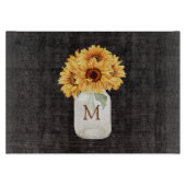 水の色素朴ひまわり花束のメイスンジャー カッティングボード (正面)