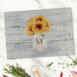 水の色素朴ひまわり花束のメイスンジャー カッティングボード