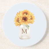 水の色素朴ひまわり花束のメイスンジャー コースター (正面)