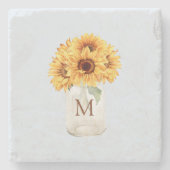 水の色素朴ひまわり花束のメイスンジャー ストーンコースター (正面)