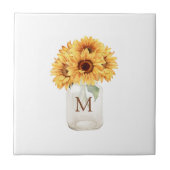 水の色素朴ひまわり花束のメイスンジャー タイル (正面)