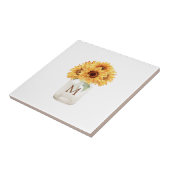 水の色素朴ひまわり花束のメイスンジャー タイル (側面)