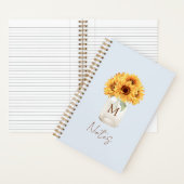 水の色素朴ひまわり花束のメイスンジャー ノートブック (内側)