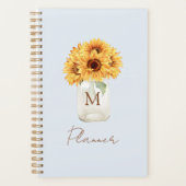 水の色素朴ひまわり花束のメイスンジャー プランナー手帳 (正面)