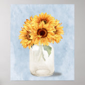水の色素朴ひまわり花束のメイスンジャー ポスター (正面)