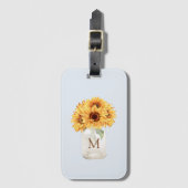 水の色素朴ひまわり花束のメイスンジャー ラゲッジタグ (正面縦)